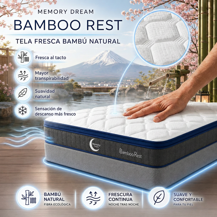 Colchón Bamboo Rest Memory Dream – Soporte Adaptable y Comodidad en Caja