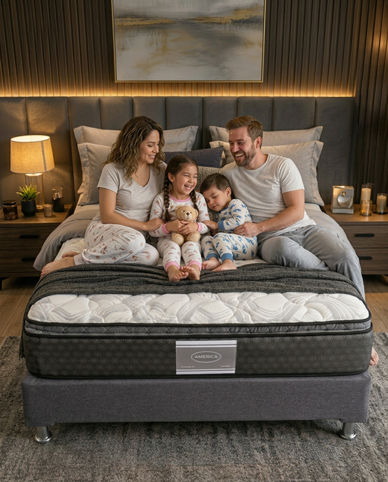 Paquete de Colchon America London con Base Box Almohadas y Protector Gratis