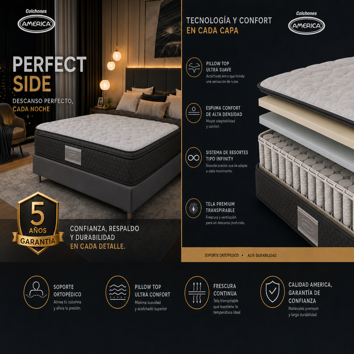 Paquete de Colchon America London con Base Box Almohadas y Protector Gratis